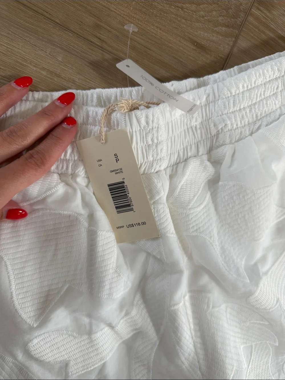Magaschoni White Embroidered Eyelet Shorts